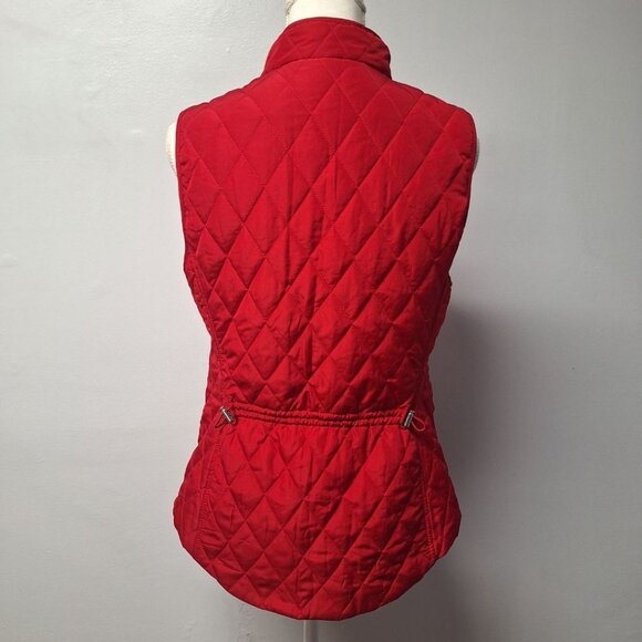 Croft & Barrow Quilted Red Sleeveless Vest Womens Small Pockets Full Zip Collar - Picture 6 of 7